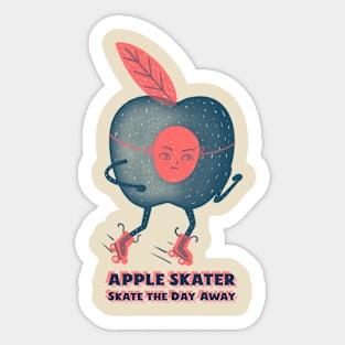 Apple Skater Skate the  Day Away Rollerblading Sticker